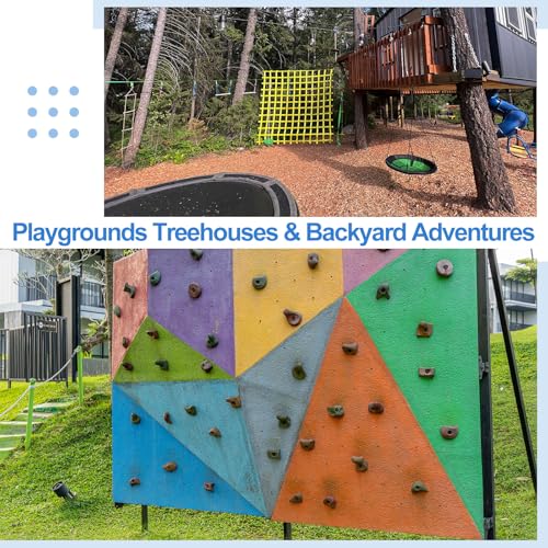 PATIKIL Rock Climbing Holds, 10 Pcs Climbing Rock Wall Grips Play Set Climber Attachments with Single Holes for Playground Accessories Indoor Outdoor Tree Training, Green-C