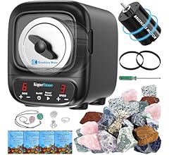 KomeStone K2 Elite Professional Rock Tumbler Kit, Ultra Quiet & Cutting Edge Brushless Motor Rock Polisher for Adults & Roc…