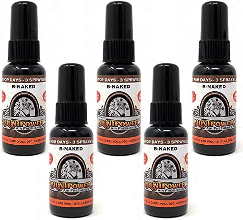 BluntPower (B-Naked, 5 Pack) Concentrated Air Freshener - Premium Oil Based Air Freshener Spray For Home and Car - Long-Lasting Bathroom Spray, Car Freshener, & Odor Eliminator Spray