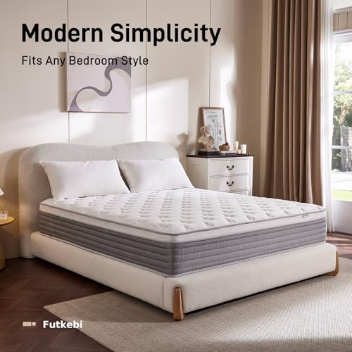 Image of 12 Inch Twin Mattress, Comfort Foam & Pocket Coil Hybrid Mattress in a Box, Medium Firm Cooling Breathable Knit Cover, Motion Isolation & Edge Support, Gray & White
