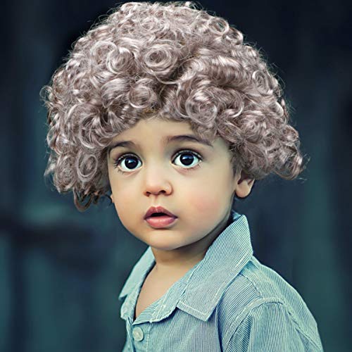 STOBOK Encaracolado Peruca Fofa VovÃ³ Peruca Cabelo SintÃ©tico Cinza Branco Cosplay Party Dress Masq