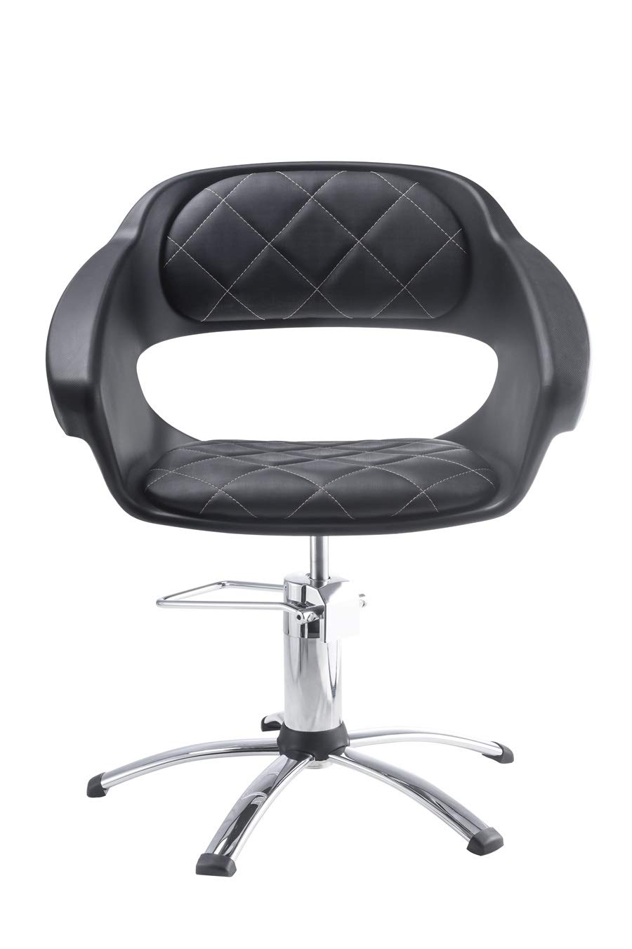 DOMPEL Fauteuil professionnel de coiffure hydraulique Prima pivotant, hauteur réglable, assise confortable, tissu avec double couture, spa, esthétique (noir)