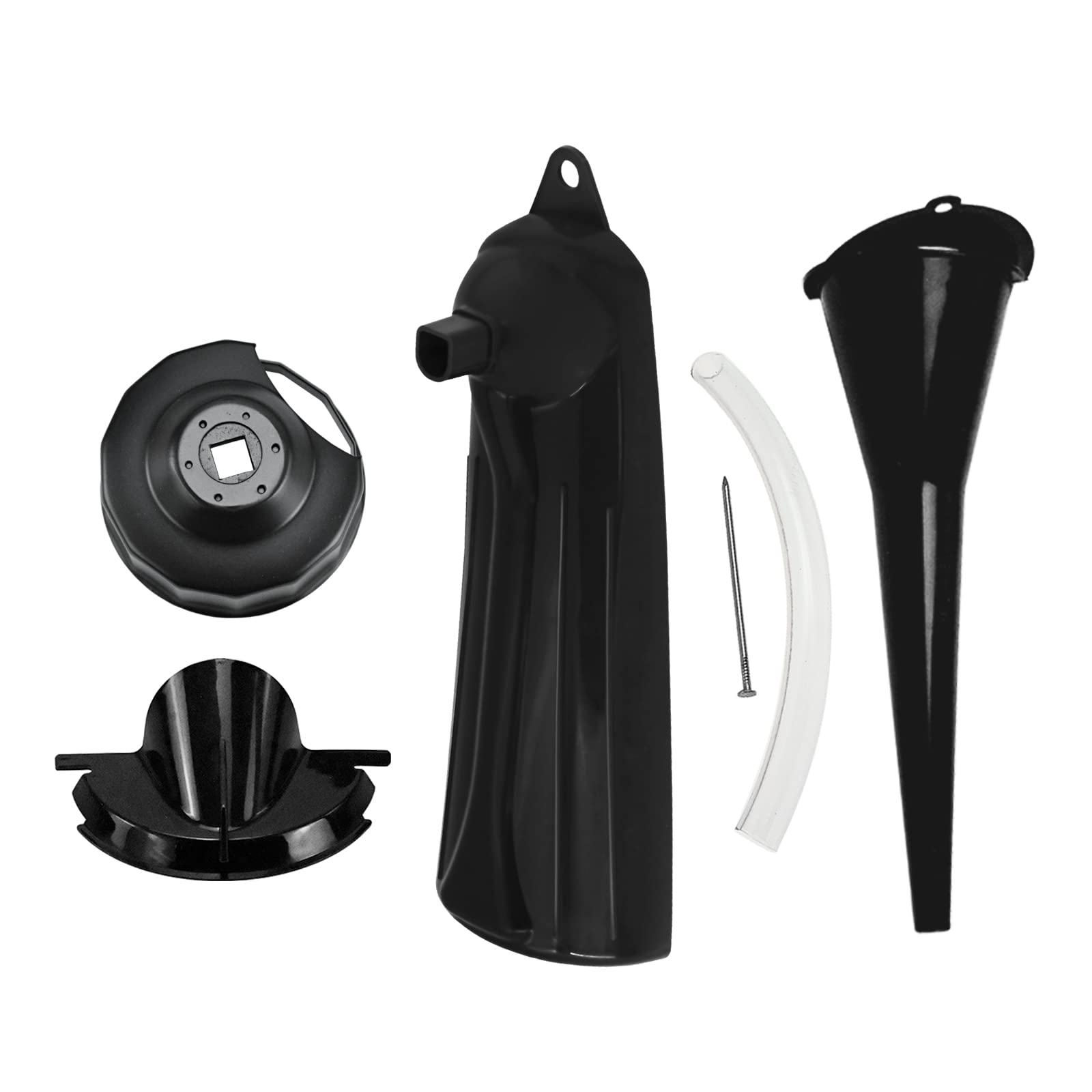 Chiave per filtro olio per motociclo Imbuto di scarico Primario Carter Case Oil Fill Change Kit Imbuto Drip Free Fit per Harley Sportster XL883 Breakout FXSB Touring Softail Dyna 4Pcs Nero