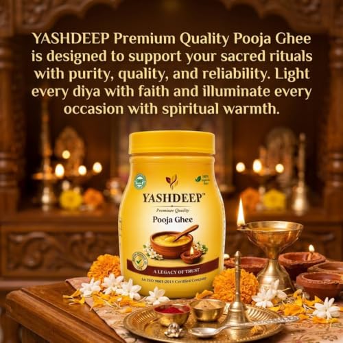Image of Premium Quality Pooja Ghee 1000 ML | 100% Vegetable Base Religious Ghee for Diya Lighting, Aarti, Havan & Puja Rituals | Long Burning Traditional Worship Ghee for Home, Temple & Festival Ceremonies