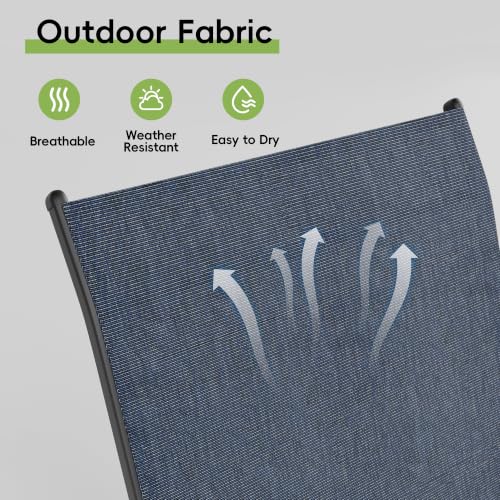 Image of Patio Chairs Set of 4, Stackable Outdoor Dining Chairs for All Weather, Metal Modern Outside Furniture Chair for Pool Side, Garden, Backyard Deck, Navy Blue