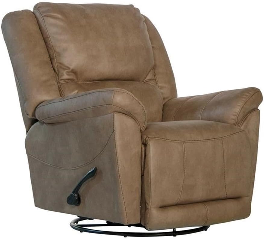 BOWERY HILL Chaise Swivel Glider Recliner, Brown Polyester Fabric, 360 Degree Swivel, Smooth Gliding Motion, Cool Gel Memory Foam, Steel Seat Box, 250 lb Weight Capacity, Living Room Recliner Chair
