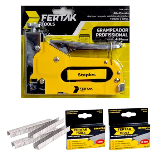Kit Grampeador Tapeceiro 4-14 MM + 2100 Grampos 6mm 8mm