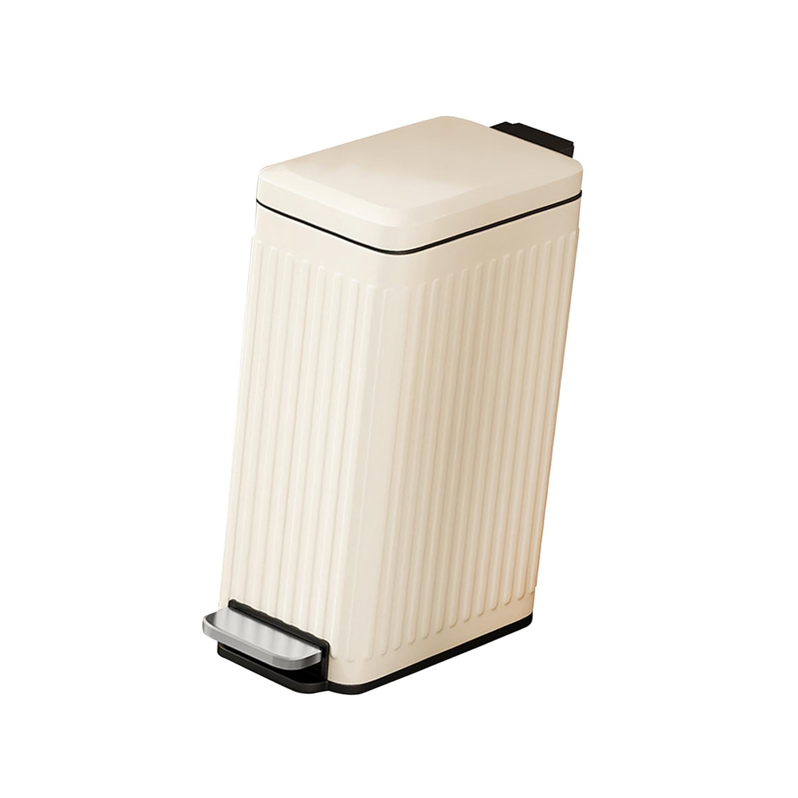 CALANDIS® Bathroom Trash Can with Lid Organizer Slim for Bathroom Entryway Living Room White Stripe | Trash Cans & Wastebaskets | Household Supplies & Cleaning 2