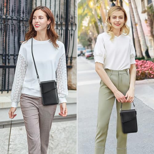 nuoku Small Crossbody Wallet Purse for Women with Phone Pocket, Small Crossbody Phone Bag with 2 Straps2