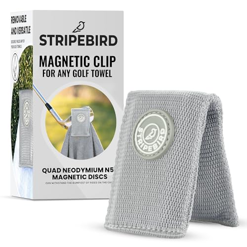 Stripebird - Magnetic Clip for Any Towel (Gray) - Highest Strength Magnet for Magnetic Golf Towel - Removable from Towels - Magnet Golf Towel - Magnetic Golf Towels for Men
