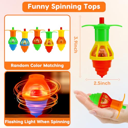 24PCS Light Up Spinning Tops Party Favors for Kids 3-5 4-8 8-12 Glow Goodie Bags Stuffers Birthday Return Gifts Classroom Treasure Box Toys Carnival Prizes Fidget Spinner Bulk for Toddler Boys Girls - Thumbnail 2