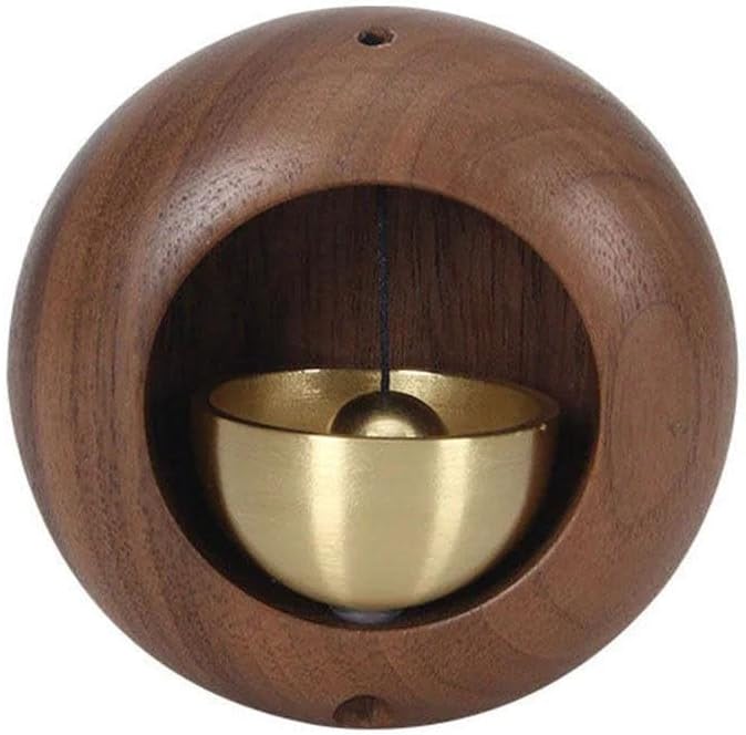 Shopkeepers Bell for Door,Round Wooden Magnetic Shopkeepers Bell,Portable Japanese Style Wooden Dopamine Doorbell,Entry Alert Chime Black Walnut Magnetic Suction+Paste