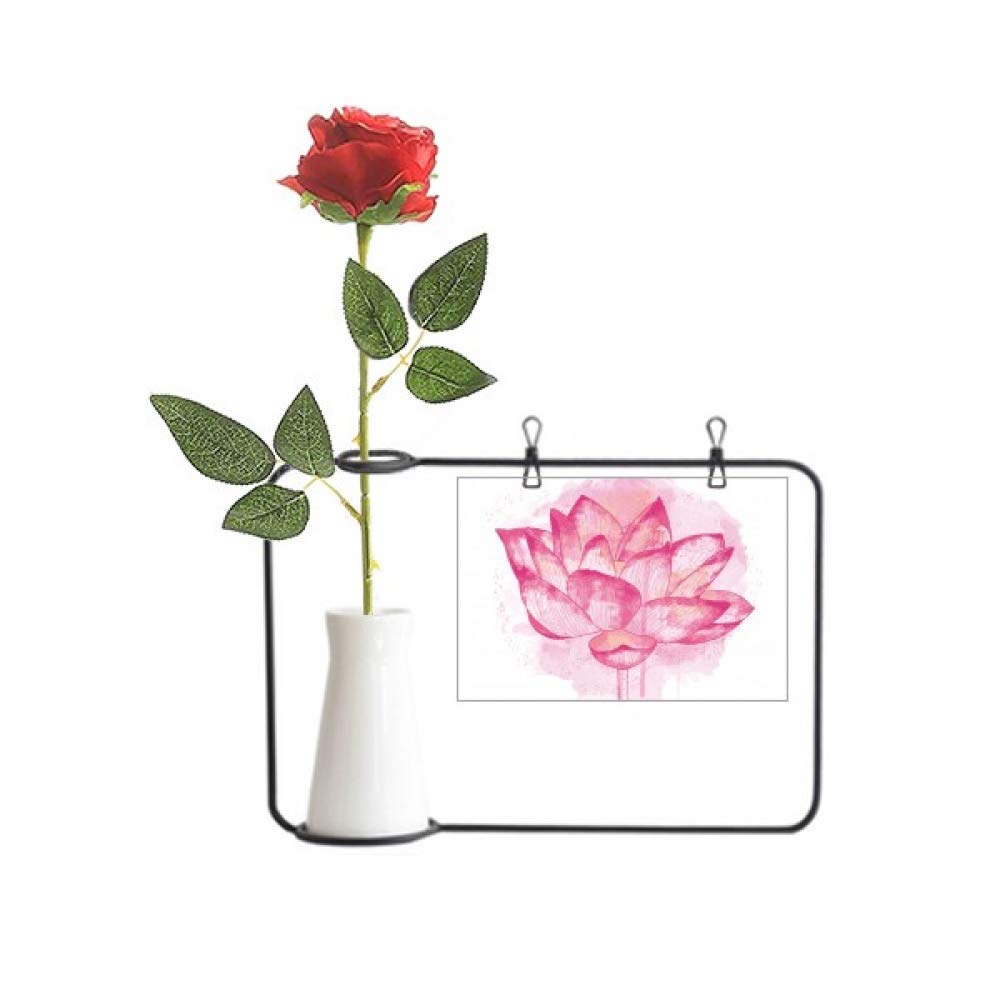 Fleur de lotus artificielle rose à suspendre avec son vase bouteille déco