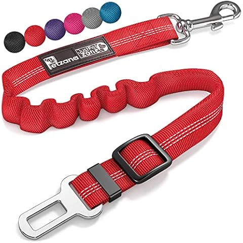 Seat Belt for dogs with Anti shock Bungee Buffer One of Important Car Travel Accessories for Dogs Adjustible, Elastic (Red, 1 Pack) Cover
