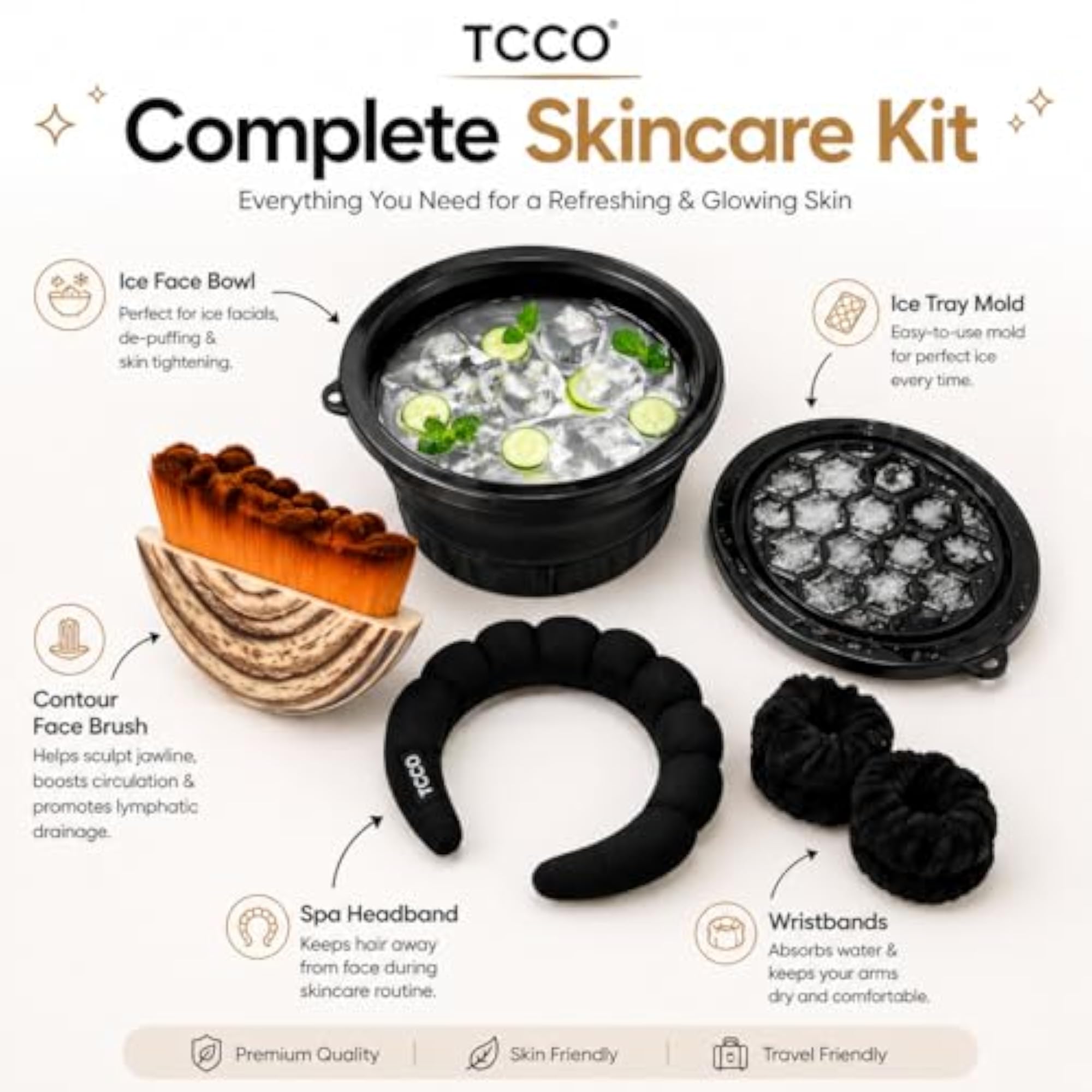 Silicone Face Ice Bowl with Ice Tray and Facial Brush Set