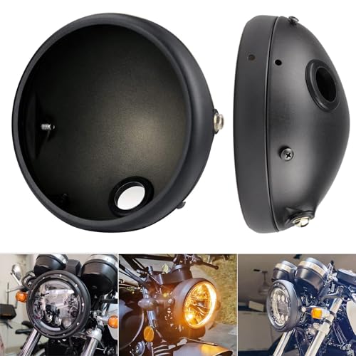 Gokelomg 7 Motorrad Retro LED Scheinwerfer Basis in Schwarz Gokelomg 7 Motorrad Retro LED Scheinwerfer Basis in Schwarz
