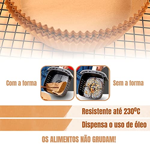 Kit com 50 unidades de papel descartável antiaderente para Air Fryer