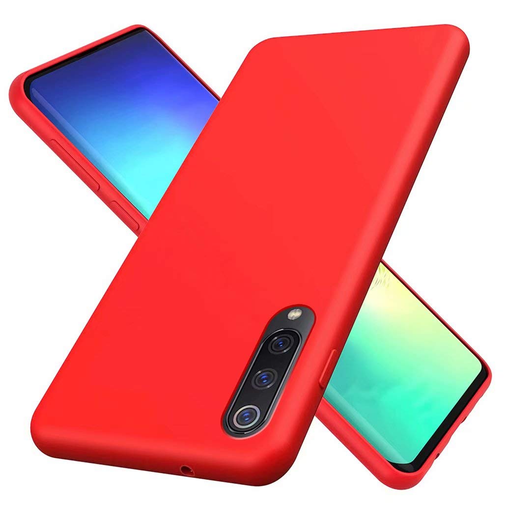 CRABOT Compatible with Xiaomi Redmi 7A Liquid Silicone Phone Case Gel Rubber Shockproof Cover Soft Anti-Fall Scratch-Resistant Phone shell+1*(Free Screen Protector)-Red