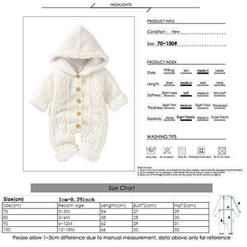 Pasgeboren Baby Hooded Gebreide Romper Fleece Trui Warmer Sneeuwpak Jumpsuit Overall Onesies Baby Winter Bovenkleding… - Image 3