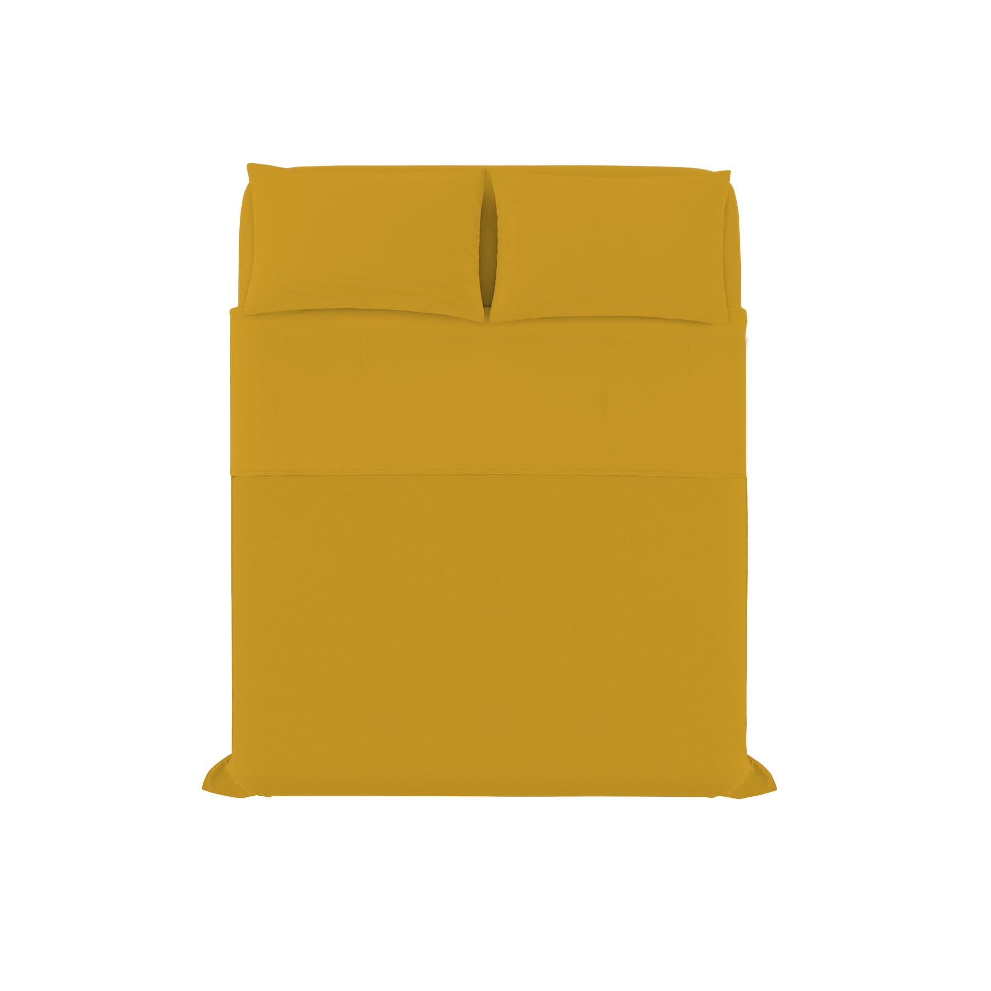 Set Lenzuola Letto Matrimoniale Cotone Max Color, Lavorato in Italia - Completo Letto, Lenzuolo sotto con Angoli, Telo sopra 240x300 cm e 2 Federe con Patella Interna, Senape