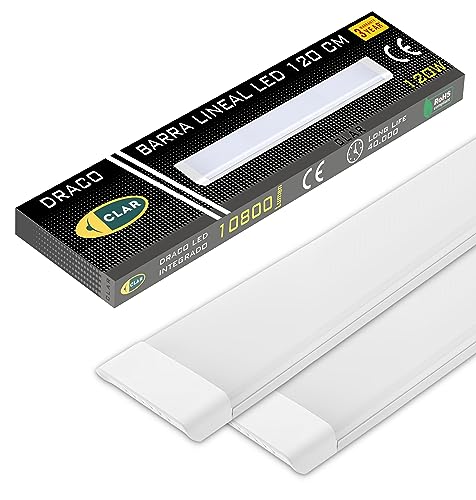 CLAR   Pantalla LED 120 cm, Luminaria Techo Cocina, Barra y Regleta LED 6500K (120W Pack 2)