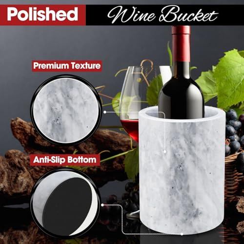 Flexzion Kitchen Tool Crock Utensil Holder and Wine Cooler Chiller, Natural White Marble 5" x 7" Inch, Unique One-Of-A-Kind Pattern Stone Container for Spoon, Spatula, Wine Bottle Holder Creative Home by Flexzion - Image 9