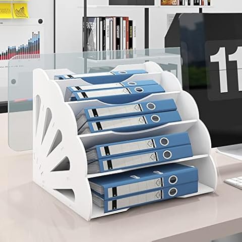 PUNCIA Office Desktop Supplies Magazin Aktenhalter Rack Schreibtisch Aufgeräumter Aufbewahrungsorganisator für Dokumenten Briefablage A4 Papier Bücher Notebooks Schreibwaren für Schulbüro Cover