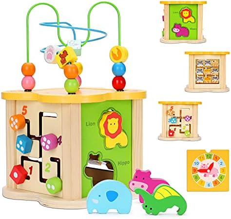Baby Toys Small Activity Cube 6-in-1 Play Center Wooden Bead Maze Animal Shape Sorter Learning Montessori Sensory Toys Infant Toys 6 12 9 18 Month 1 2 Year Old Toddler Boys Girls First Birthday Gift Baby Toys Small Activity Cube 6-in-1 Play Center Wooden Bead Maze Animal Shape Sorter Learning Montessori Sensory Toys Infant Toys 6 12 9 18 Month 1 2 Year Old Toddler Boys Girls First Birthday Gift