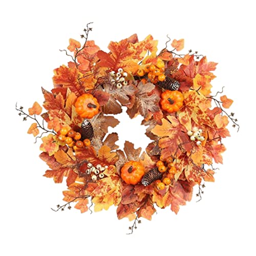 Couronne d'automne Halloween avec citrouille et érable pour déco - 2
