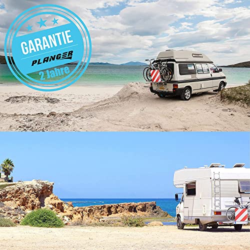 PLANGER® - Warntafel Italien (50 x 50 cm) + Spanner +Tasche - Reflektierendes Warnschild rot weiß für Heckträger u Fahrradträger