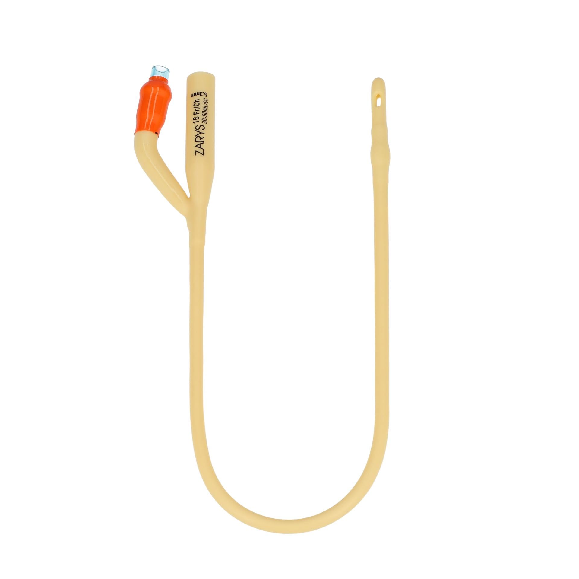 Sonda Foley a due vie con valvola in plastica CH 16 (lattice rivestito in silicone), sterile, senza ftalati, palloncino da 30 a 50 ml