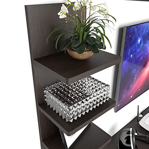 Image of ESTANTERIA Crown Neo Tv Unit Wall Mounted Engineered Wood TV Unit, TV Cabinet for Wall, TV Stand for Wall, TV Stand Unit Wall Shelf for Living Room, Set Top Box Wall Display Rack Stand(Wenge)