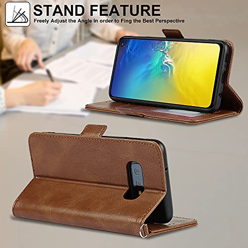 Jws-C Samsung Galaxy S10E 5.8In Wallet Flip Case-With Card Holder -[Rfid Blocking]-With Wrist Strap Lanyard-Pu Leather Cover-For Women And Men-Galaxy S10E Compatible-Wireless Charging-Brown, C-Brown #TOP6