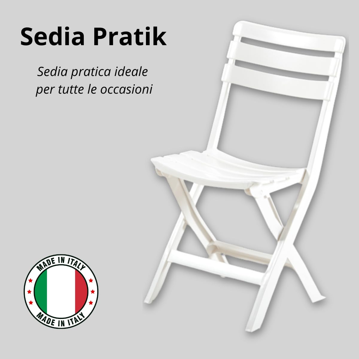 Tomaino - Silla plegable de exterior de plástico - Juego de 4 sillas portátiles para uso exterior e interior, jardín, balcón, camping - Pratik - (new blanco)