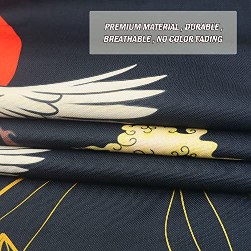 LIGICKY Noren Doorway Curtain Japanese Style Thickened Cranes Waves Gold Full Moon Printed Cotton Linen Window Treatment Door Tapestry for Home Decoration 85 x 180 cm - Image 4