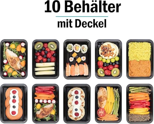Foto von Igluu Meal Prep Boxen mit Deckel (10er-Pack) - wiederverwendbar, mikrowellen-, gefrier-, spülmaschinengeeignet, stapelbar - 828ml Fassungsvermögen - 1 großes Fach - aus BPA-freiem Kunststoff