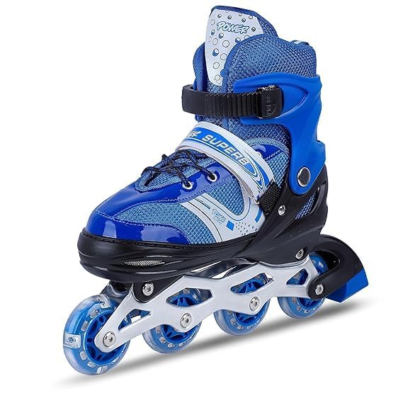 Rikriva Inline Skates with PU Flashing Wheel Aluminum Body in-Line Skates with Size Adjustable with LED Flash Lights Set for Boys Kids and Girls Length for Age 7-14 Years. (Blue) (B0D29FZX9P) Amazon Price History, Amazon Price Tracker