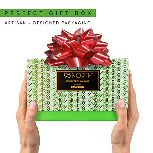 96North Luxury Eucalyptus & Sage Soy Candle | Large 3 Wick Jar Candle | Up To 50 Hours Burning Time | 100% Natural Soy Wax | Relaxing Aromatherapy Aesthetic Candles | Housewarming Gift Men And Women #TOP5