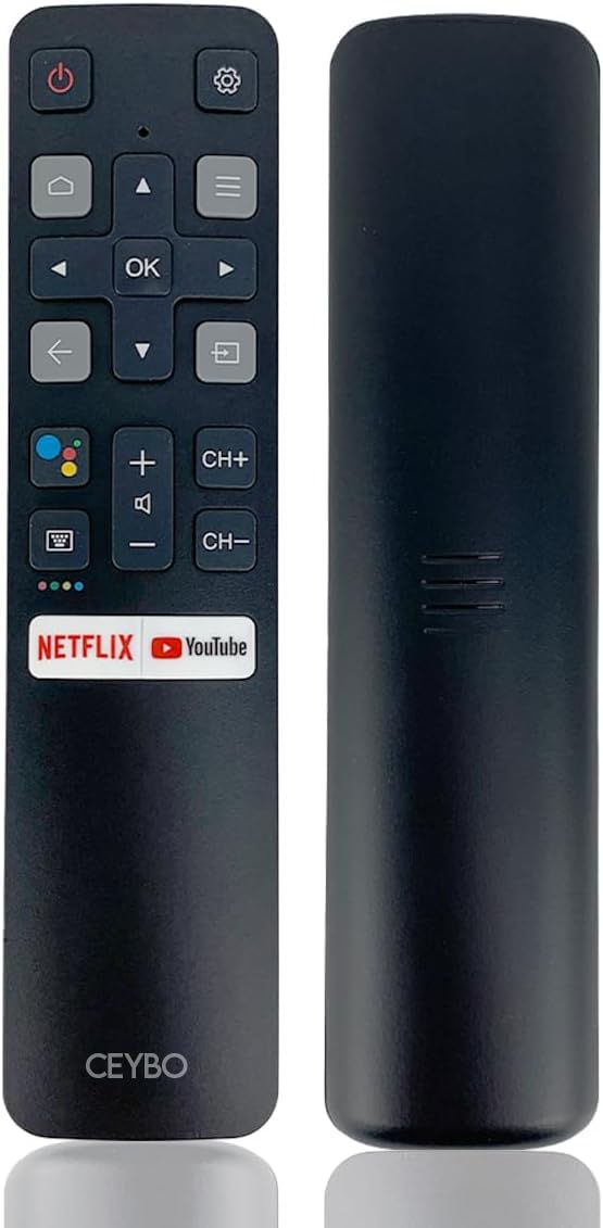 Ceybo OEM Original Voice Remote Control for All TCL Android Smart 4K UHD TV S4, S6, A3, P8S Series, Includes Netflix and YouTube Shortcuts (RC802V