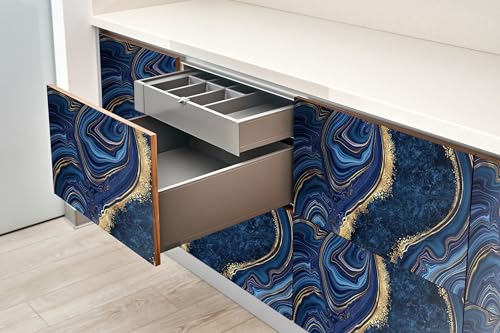 Papel autoadhesivo para cocina Wallfluent lavable e impermeable ondas de mármol 5
