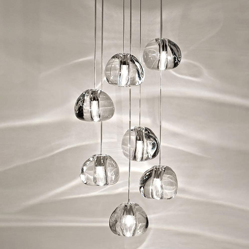 PCXEHUYP Chandelier Led Light,Raindrop Ceiling Light Crystal Lighting Fixture Lights for Staircase Living Room Hotel Hallway Foyer Entryway Customizable/7 Heads