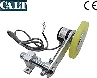 Vista 2 de CALT GHW38 - Brazo de montaje de resorte de acero con codificador rotatorio de pulso de medición de posición de rueda de goma de 300 mm de longitud