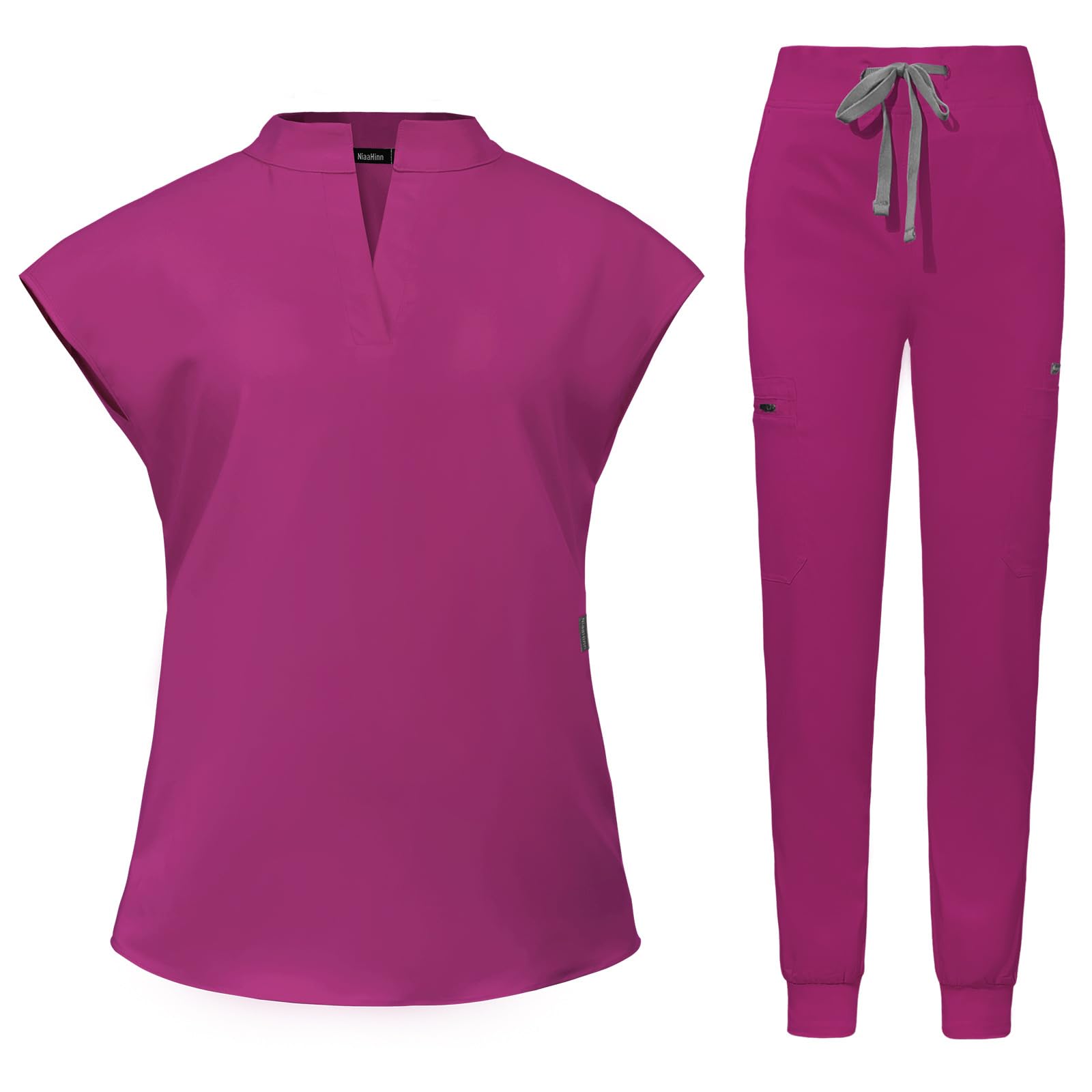 Levao 2024 Newest Scrubs Set for Women, 6 Pocket Modern Medical Workwear Nurse Uniforms Set Scrub Top & Jogger Pants — view 8