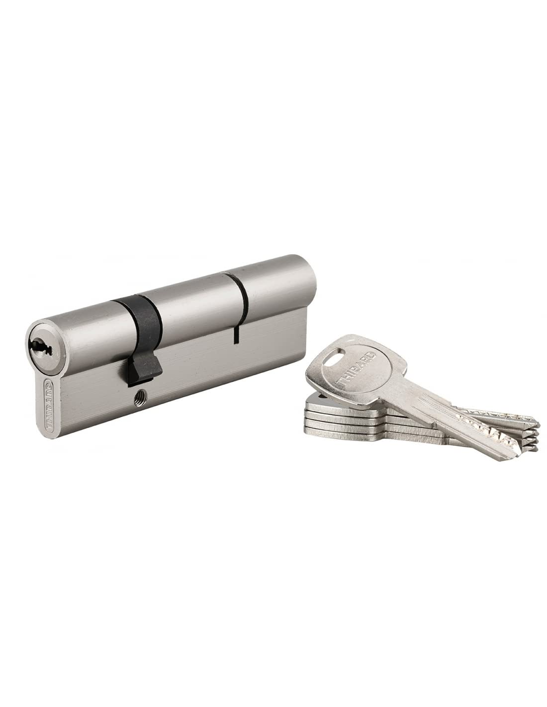 THIRARD - Cilindro di Serratura Doppia Entrata - Trafic 6 - Ottone - Alta Sicurezza - Cilindro Europeo - Anti-Strappo, Anti-Trapano, Anti-Scasso - 30 x 70 mm - Grigio - 5 Chiavi Reversibili