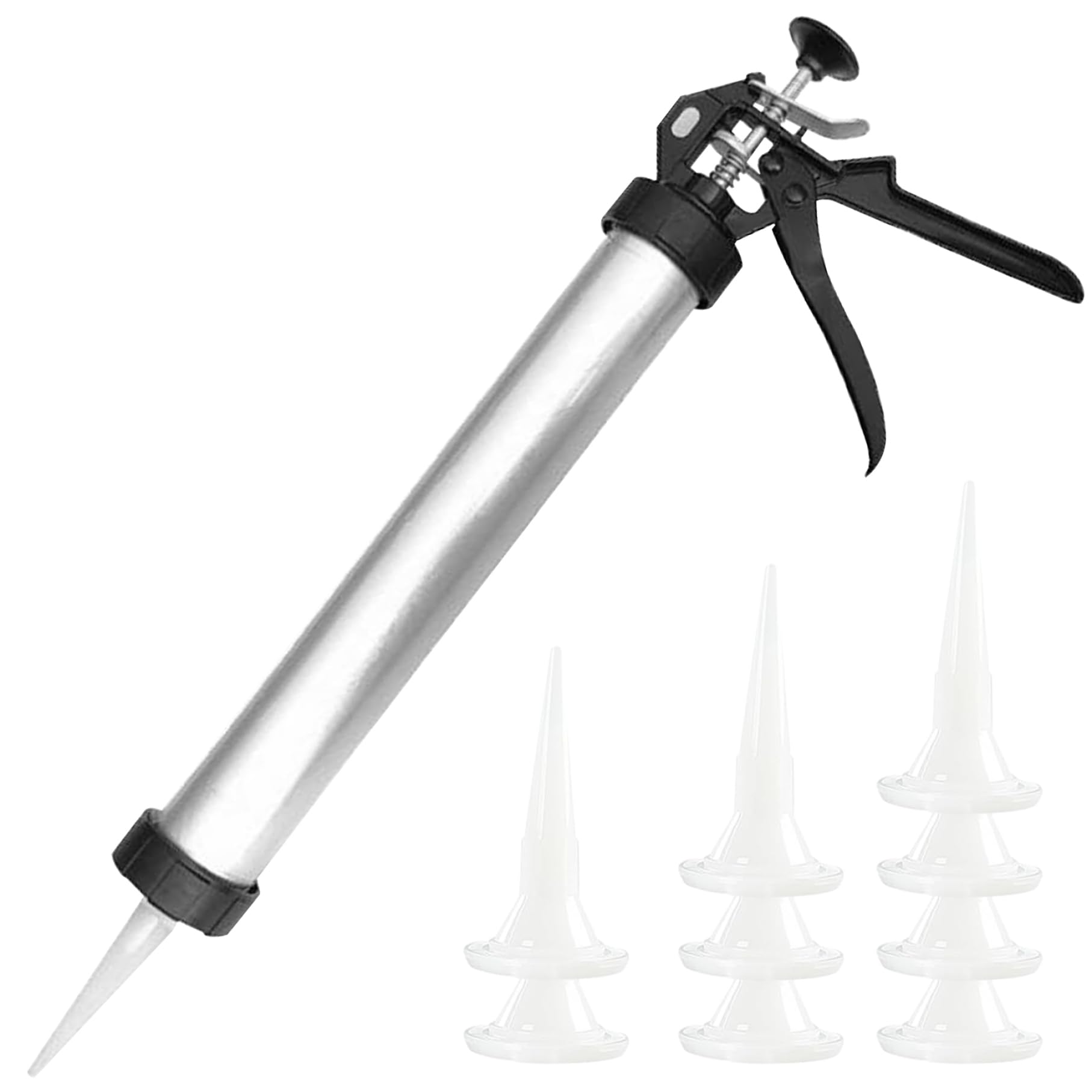 Cakeeyum With 10 Nozzles Caulking Tool Gun 20 Oz Sausage Caulking Guns Soft And Hard Glue Gun Adhesive Sealant Tool Kit Guns Household Tools