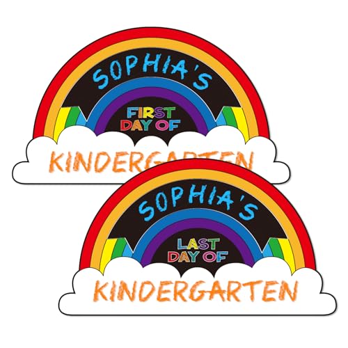 WaaHome First Day of School Sign Rainbow First and Last Day of School Board Back to School Chalkboard Sign for Kids Girls Boys, 7.8''X13.8'' 1st Day of Kindergarten Preschool Photo Props, Double Sided