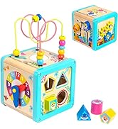 Pidoko Kids Baby Shark Toys - Wooden Activity Cube for Toddlers 1-3 | Baby Activity Cube, Bead Ma...