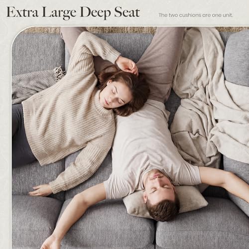 Image of Belffin Modular Cloud Sleeper Sofa Bed with Deep Seat Cloud Sectional Couches for Living Room. Light Grey Couch