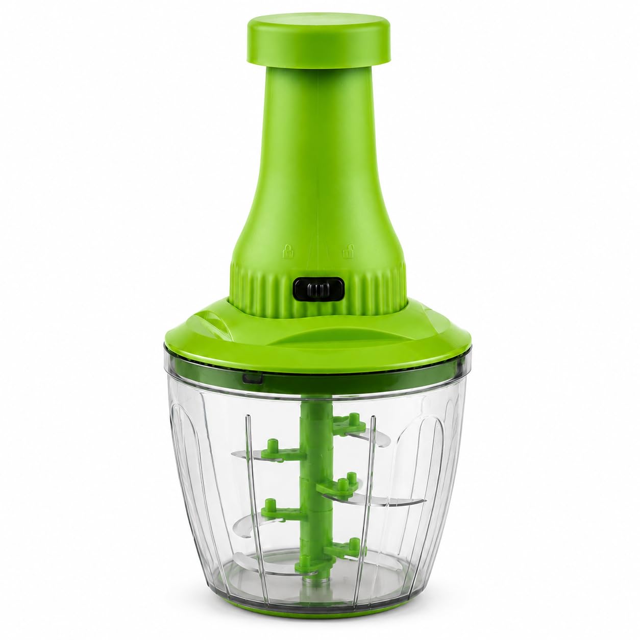 Press Chopper 1100ml, Manual Hand Press Push Chopper with 6 Blades for Effortless Chopping Vegetables & Fruits, Green-picture-29