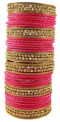 Image of NMII Acrylic (Plastic) With Silk Thread & Beads Studded Worked Glossy Finished Kada Set For Women and Girls
